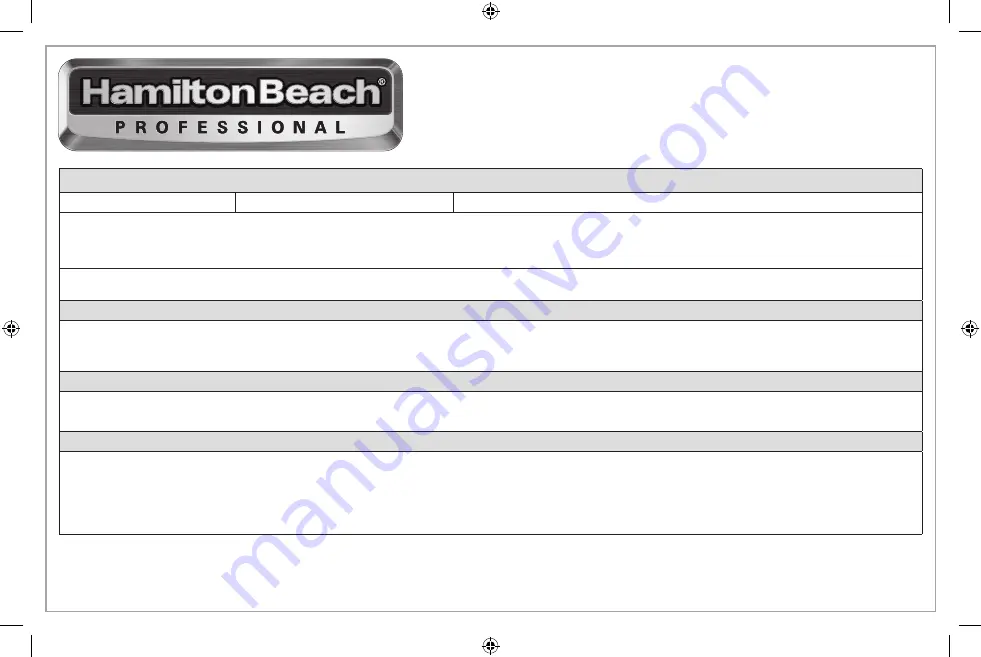 Hamilton Beach Professional 63246 Manual Download Page 26