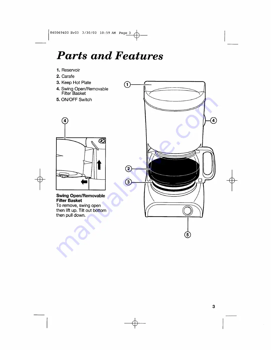 Hamilton Beach 48131 - WHT Express Coffee Maker Product Manual Download Page 3