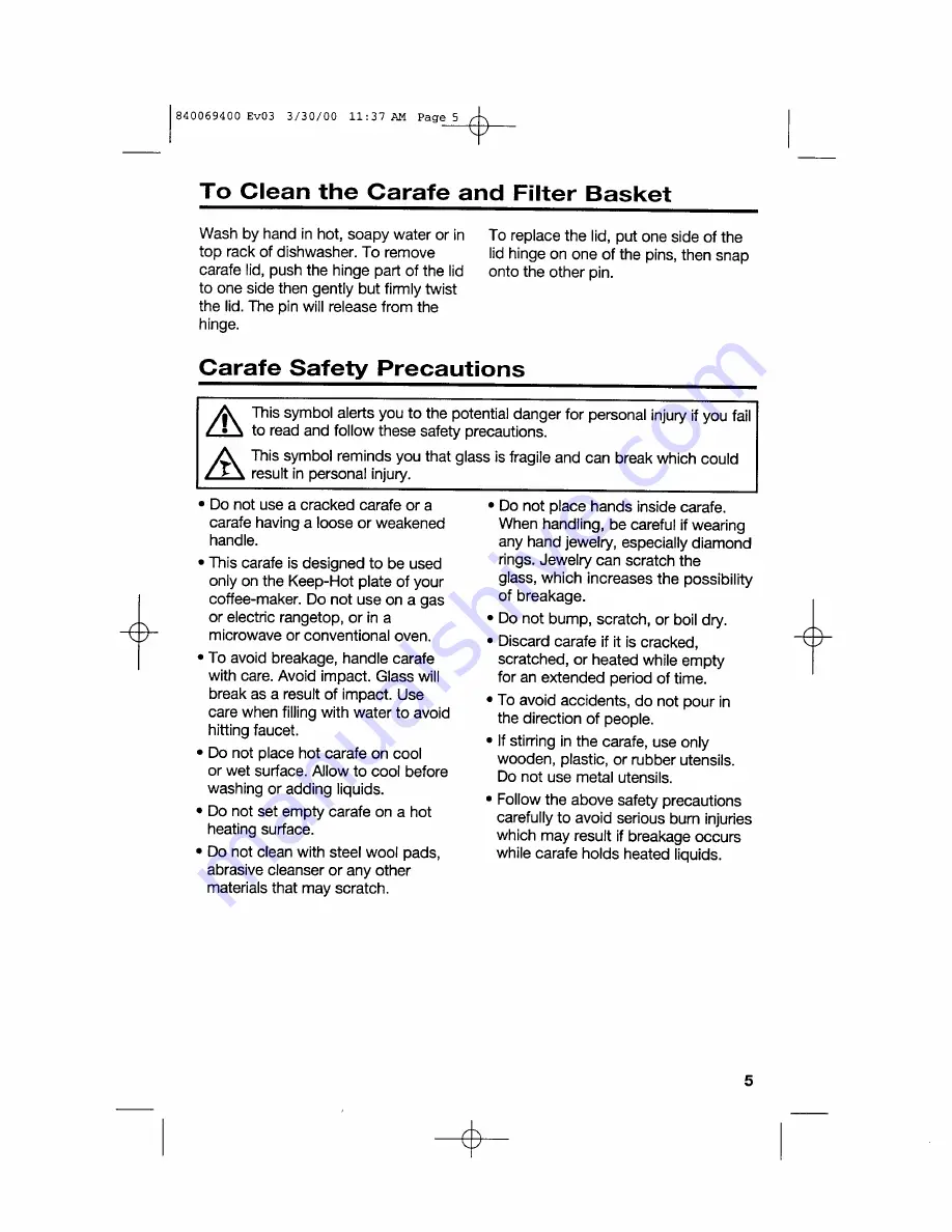 Hamilton Beach 48131 - WHT Express Coffee Maker Product Manual Download Page 5