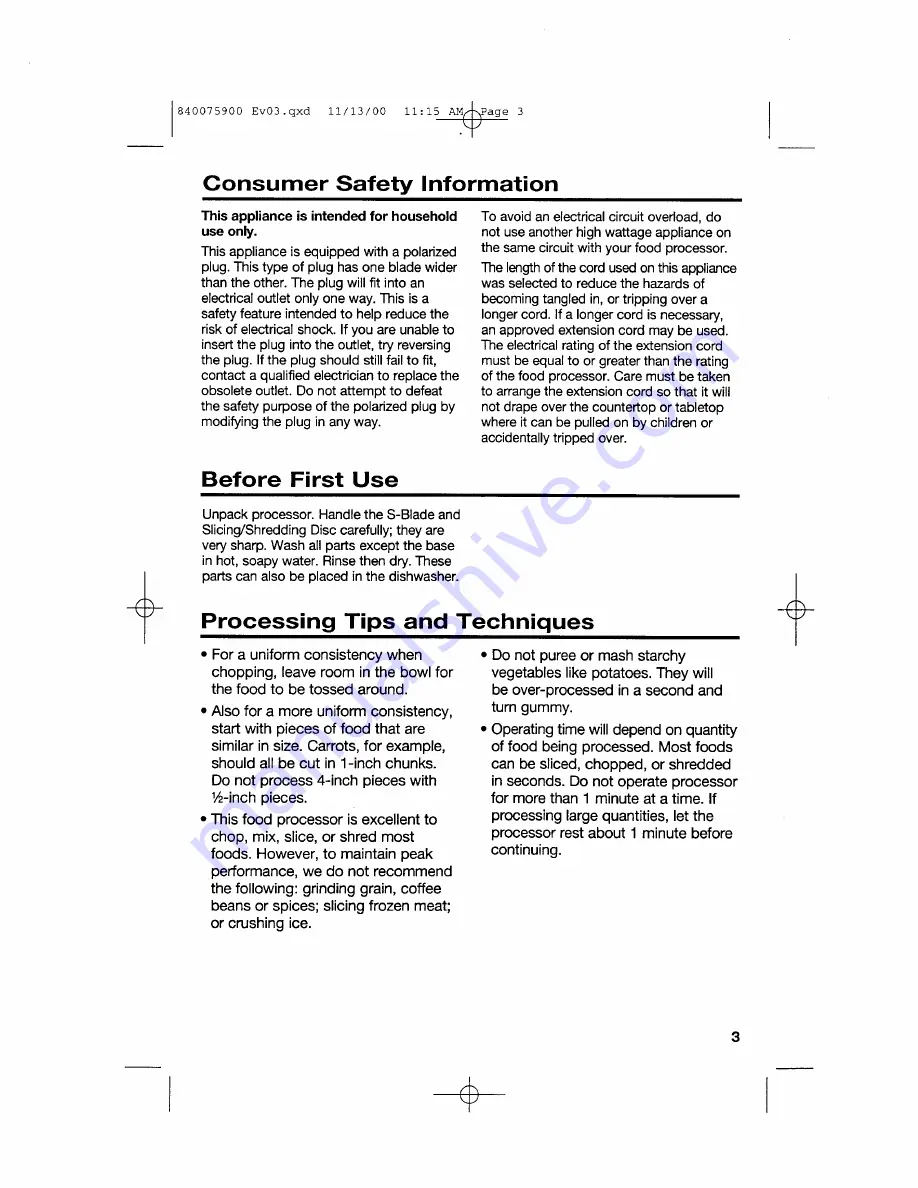 Hamilton Beach 840075900 Use & Care Manual Download Page 3