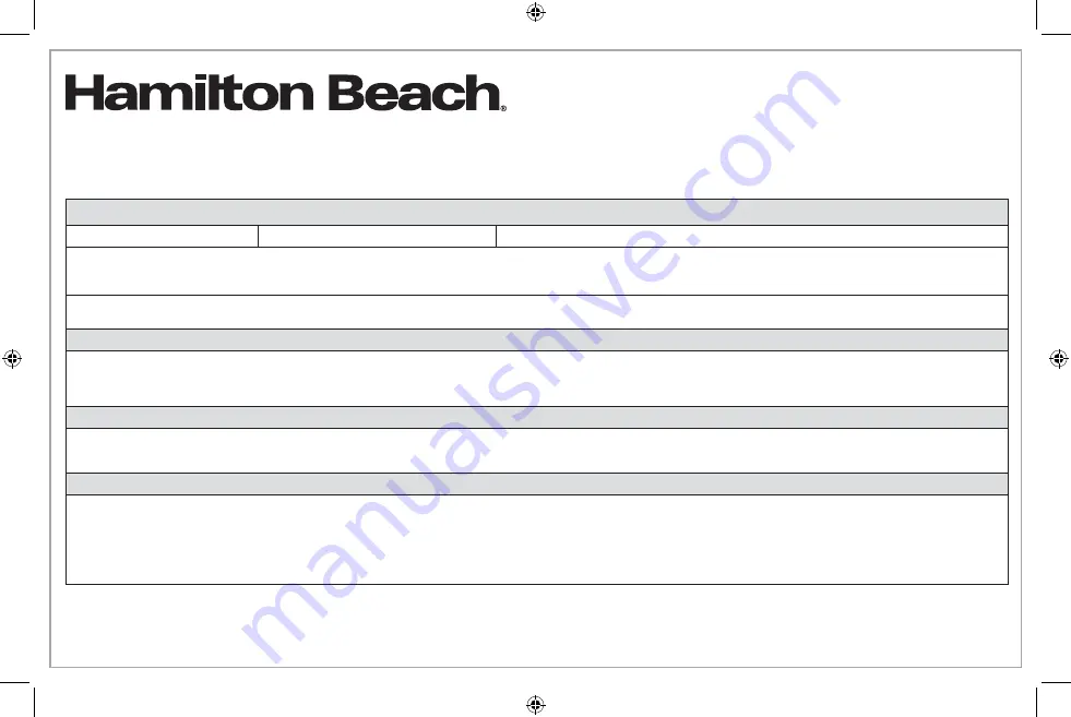 Hamilton Beach FP42 Manual Download Page 47