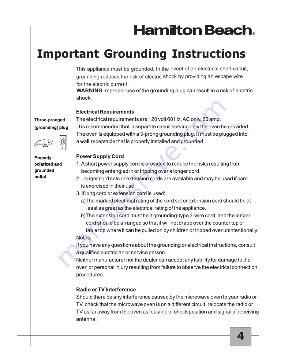 Hamilton Beach HB-P90D23AP-ST Owner'S Manual Download Page 5