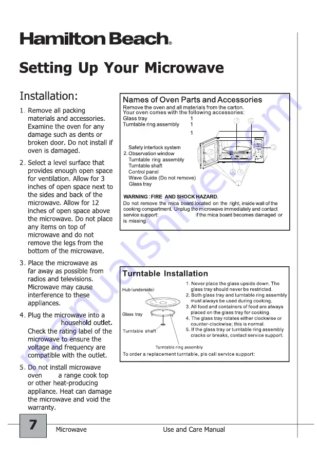 Hamilton Beach P11043ALH-WTB Owner'S Manual Download Page 8