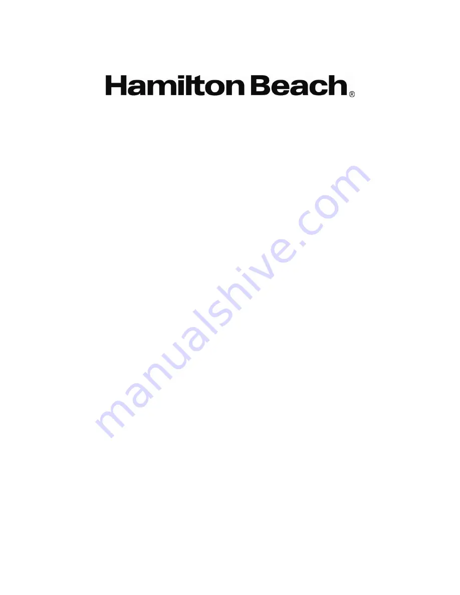 Hamilton Beach REFHB31TB Instruction Manual Download Page 1