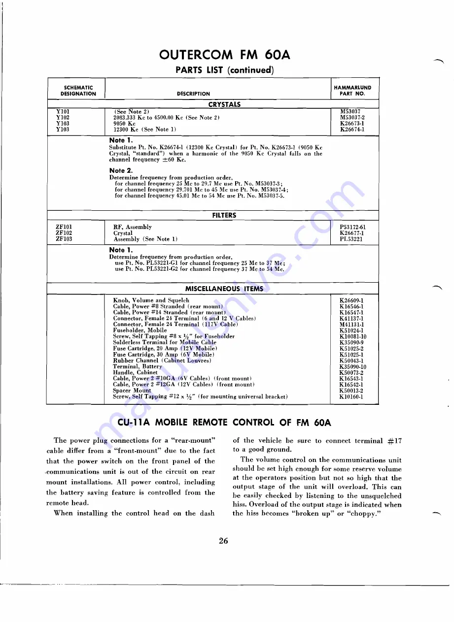 Hammarlund FM 60A Installation And Service Manual Download Page 27