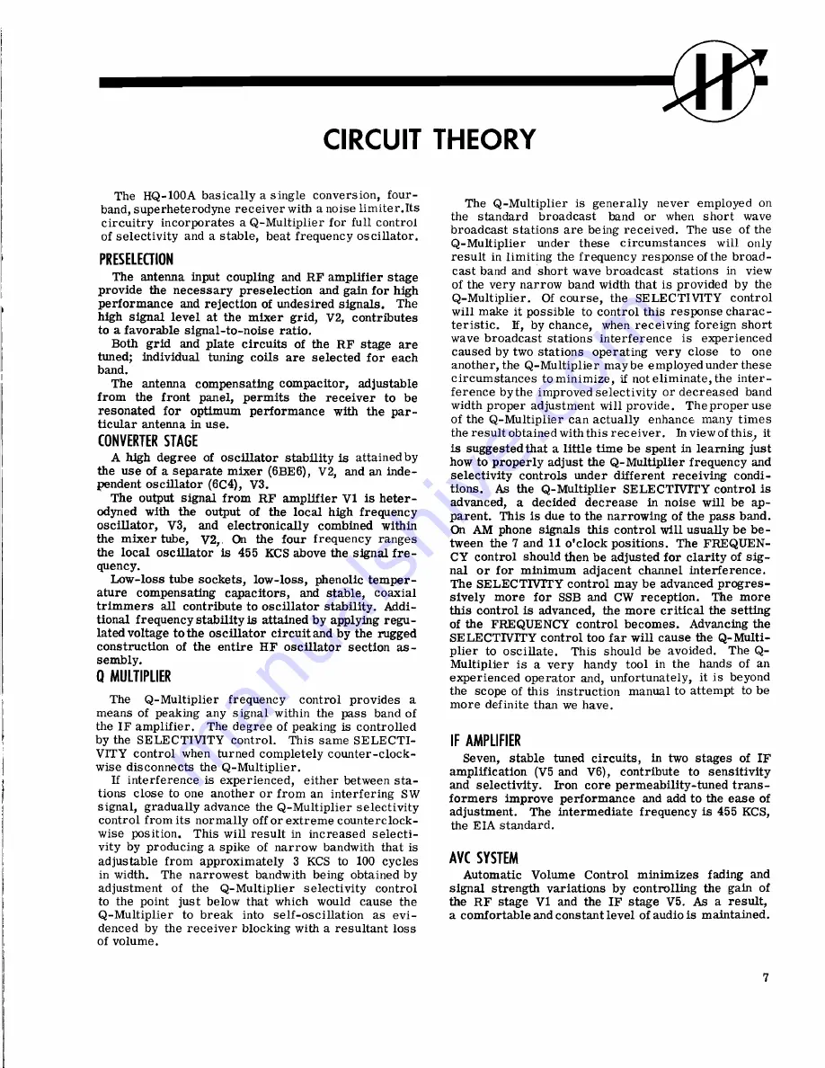 Hammarlund HQ-100A Series Скачать руководство пользователя страница 10