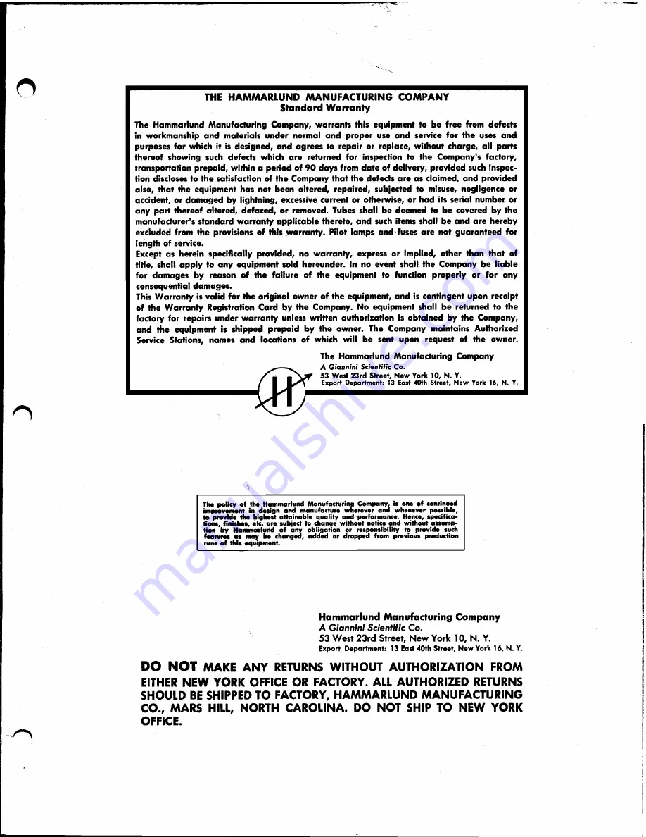 Hammarlund HQ-110A Instruction And Service Information Download Page 31