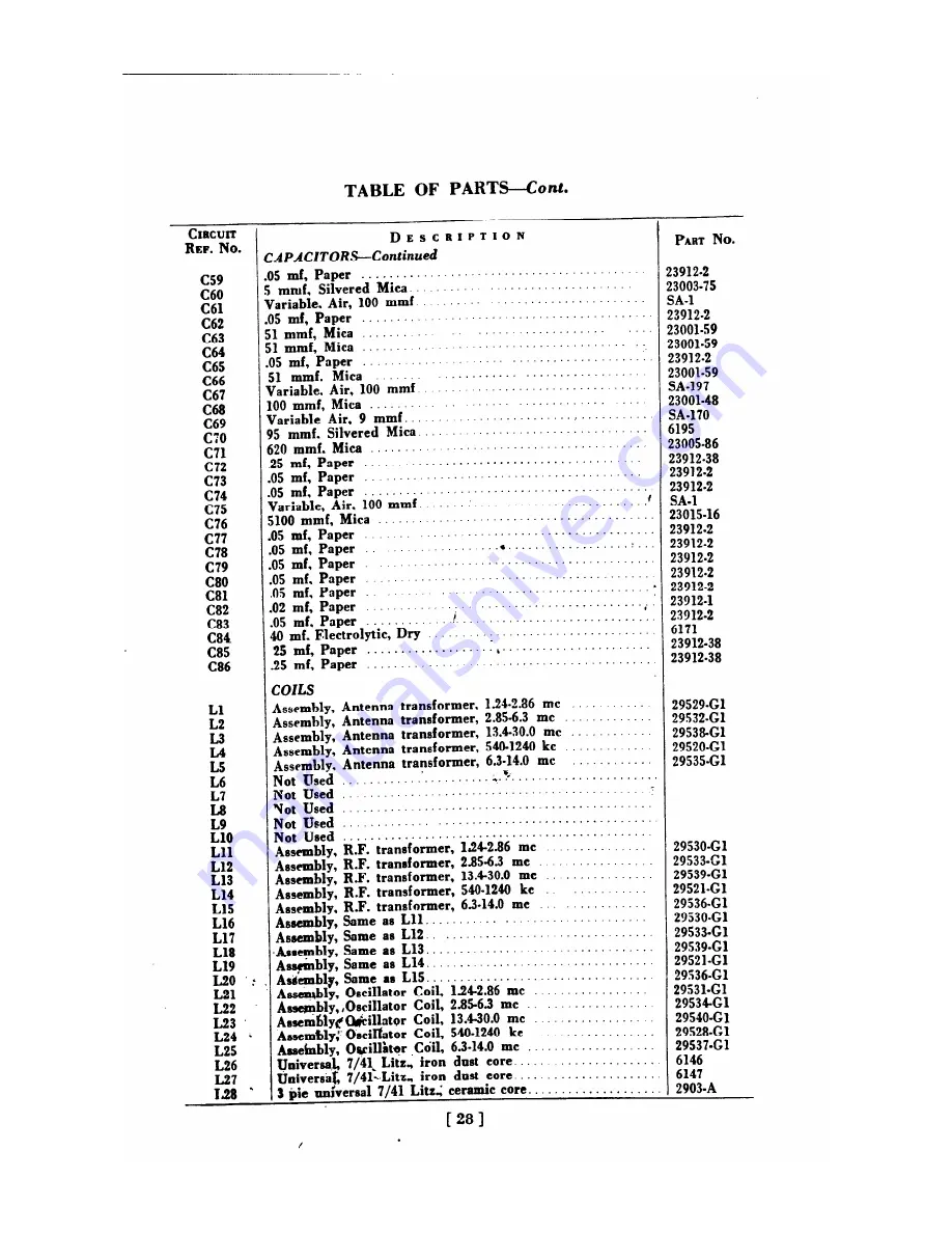 Hammarlund SP-400-X Operating Instructions Manual Download Page 28