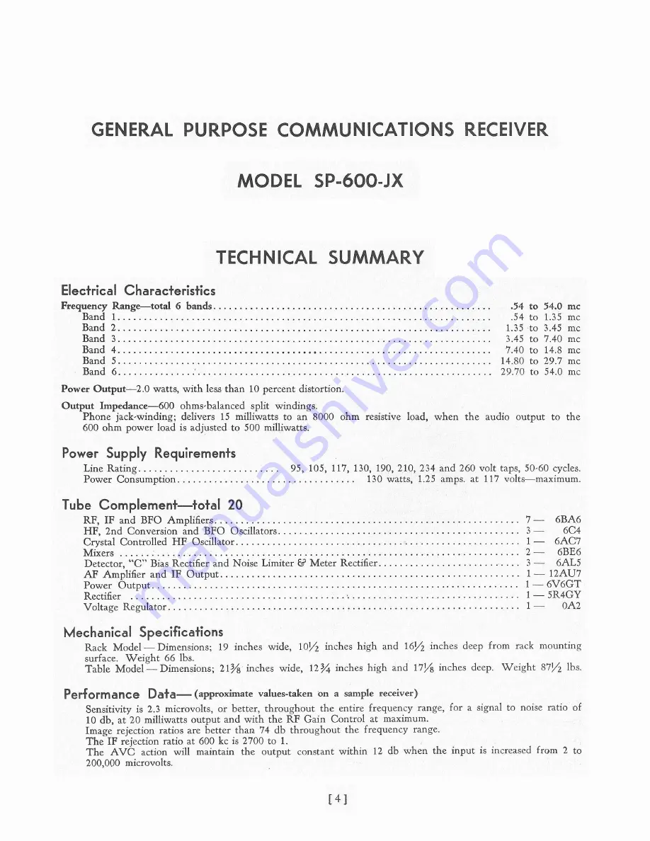 Hammarlund SP-600-J Instructions Manual Download Page 7