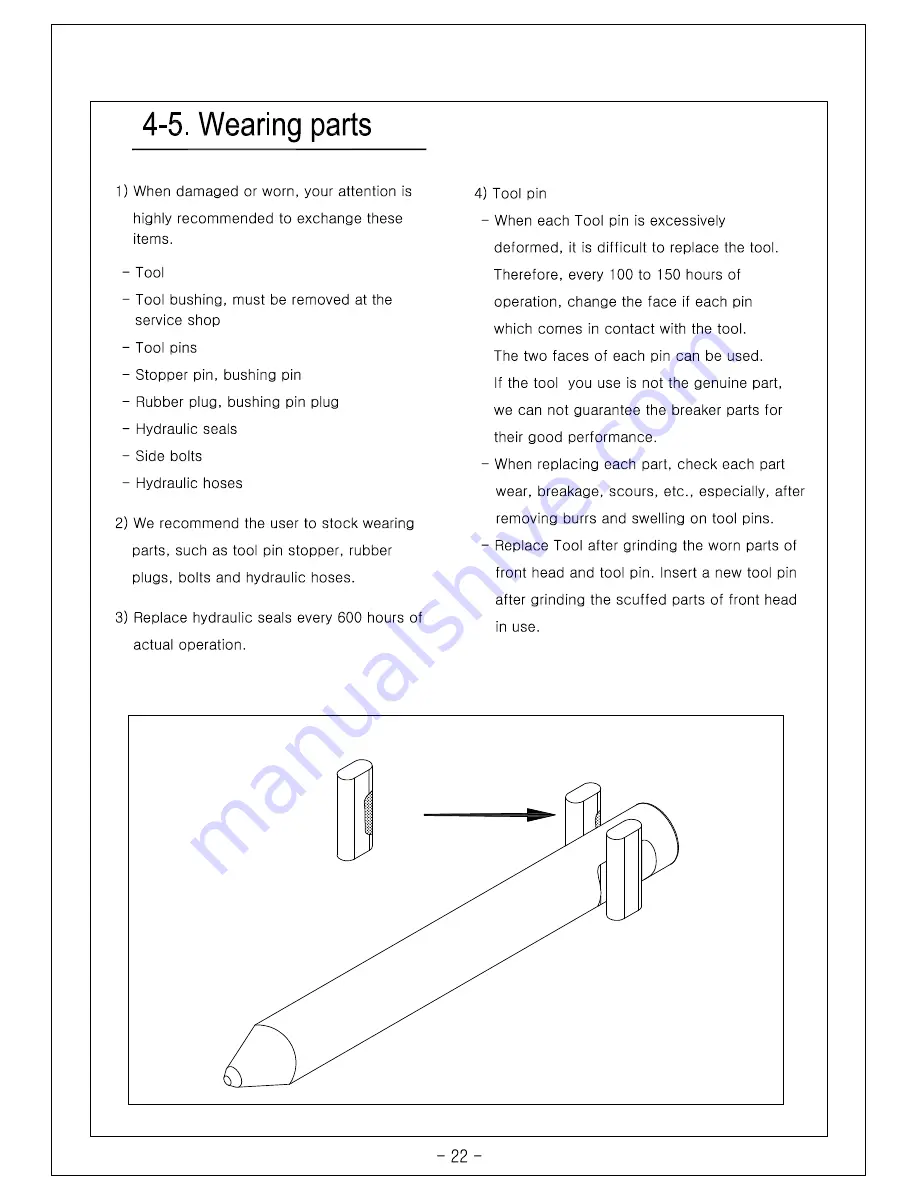 Hammeroc HR160G Operation Maintenance Manual & Parts List Download Page 22