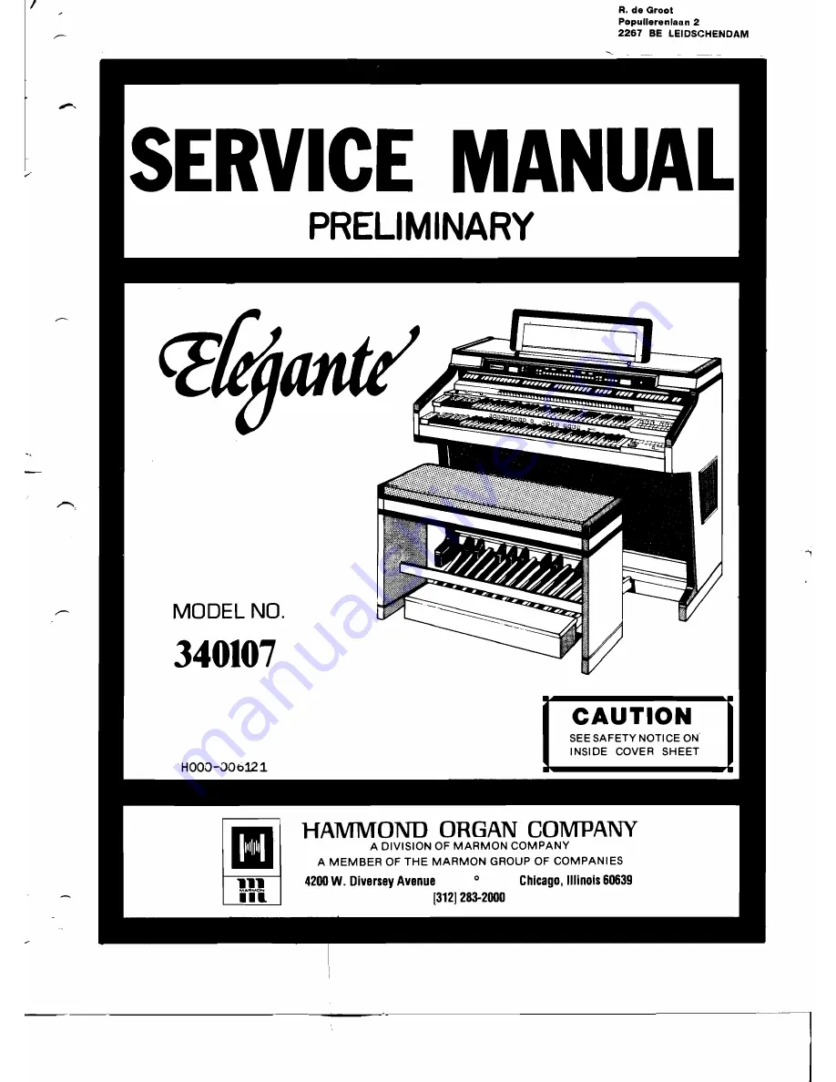 Hammond 340107 Service Manual Download Page 1