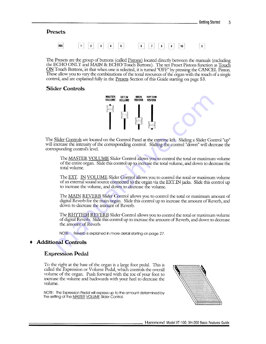 Hammond XT-100 Basic Features Manual Download Page 11