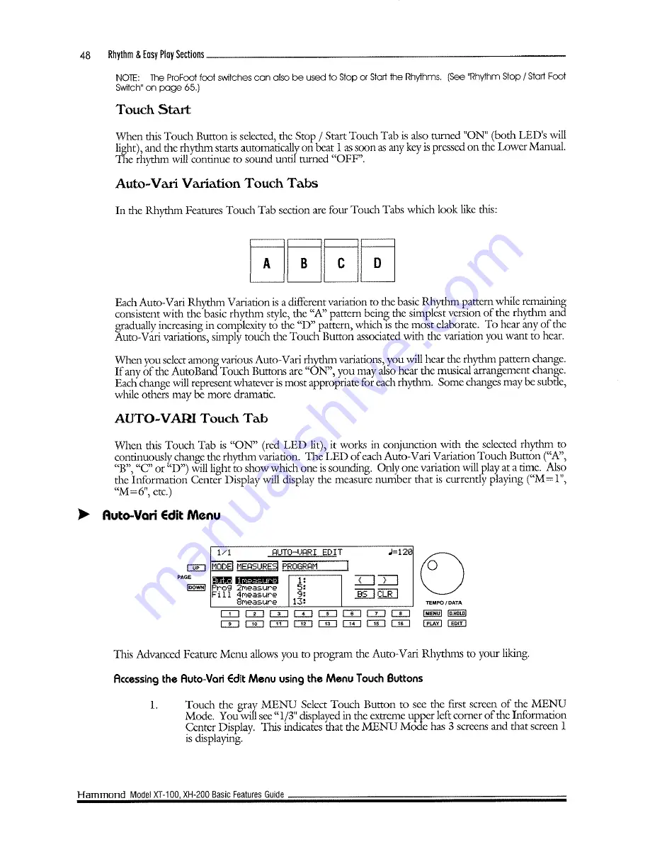 Hammond XT-100 Basic Features Manual Download Page 56