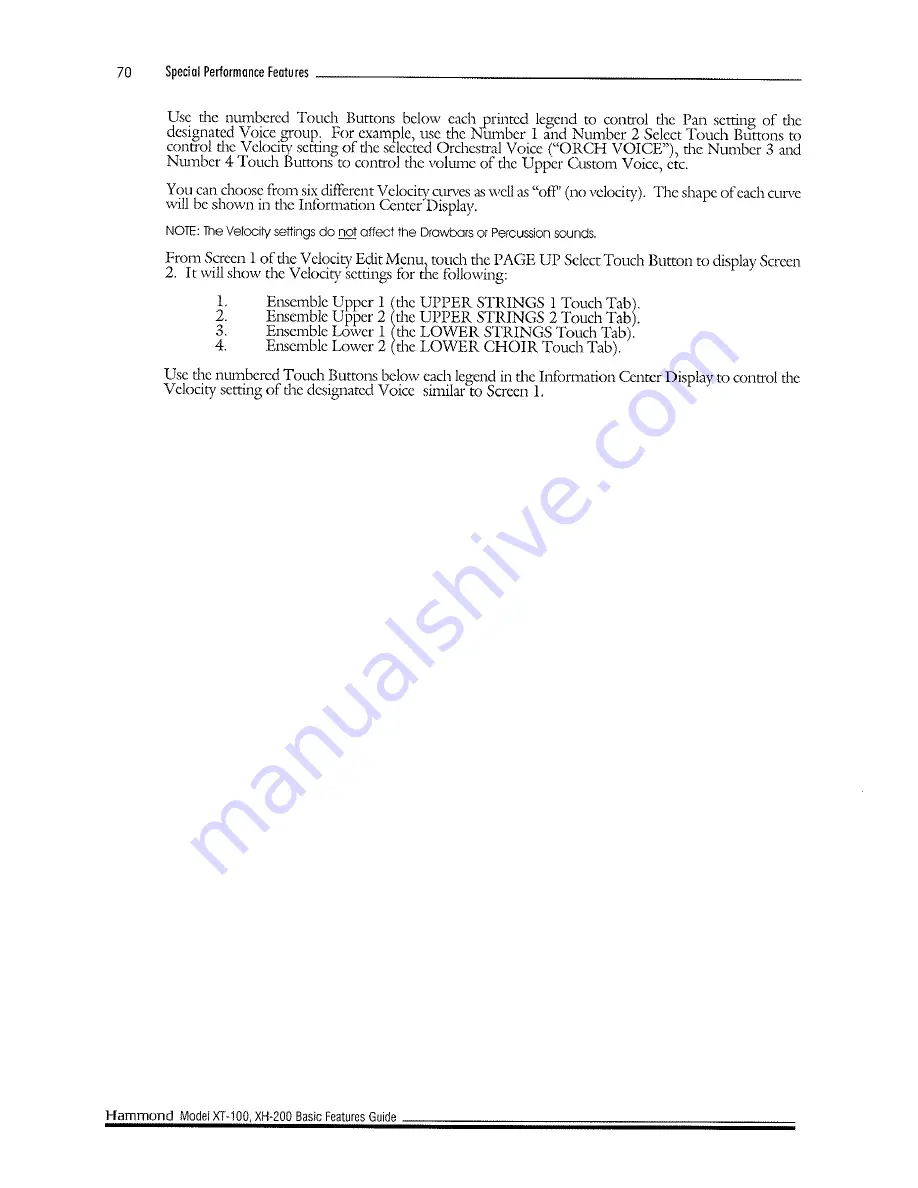 Hammond XT-100 Basic Features Manual Download Page 78