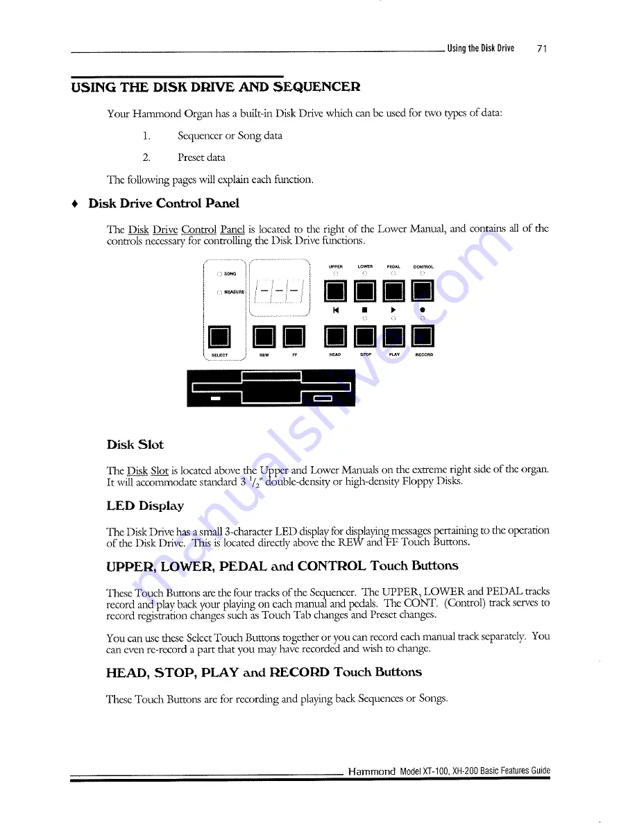 Hammond XT-100 Basic Features Manual Download Page 79