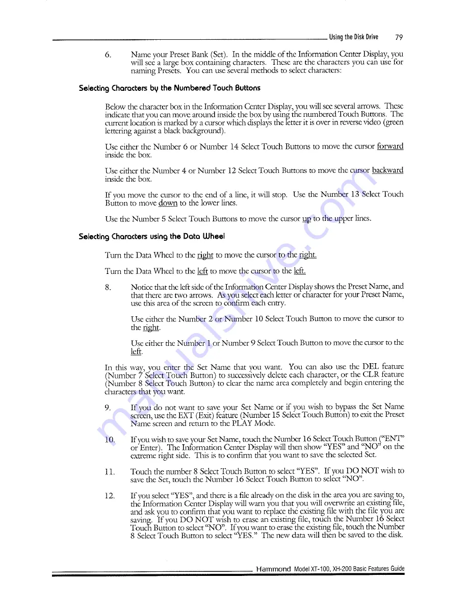 Hammond XT-100 Basic Features Manual Download Page 87