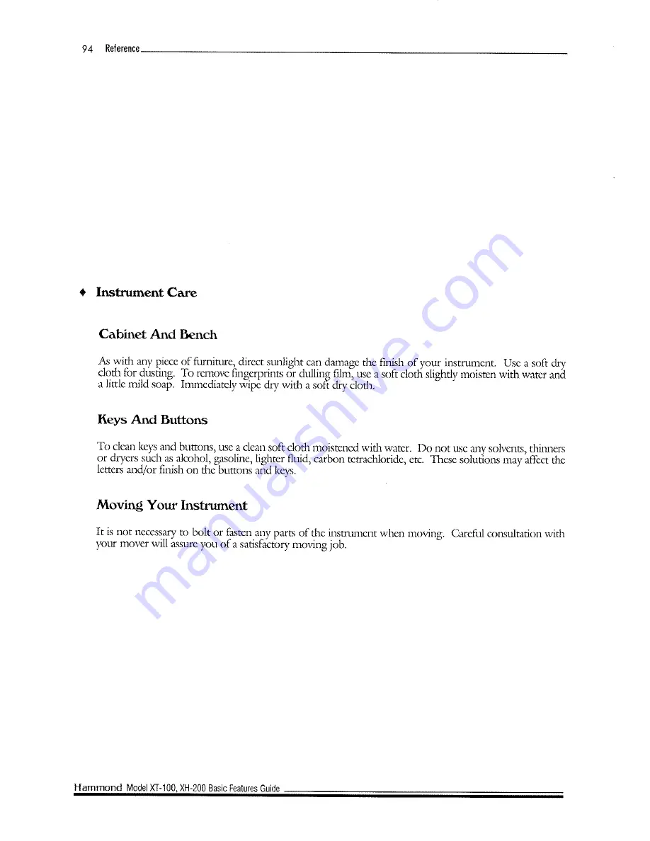 Hammond XT-100 Basic Features Manual Download Page 102