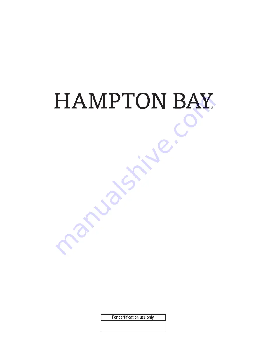 HAMPTON BAY 1001 074 533 Use And Care Manual Download Page 11