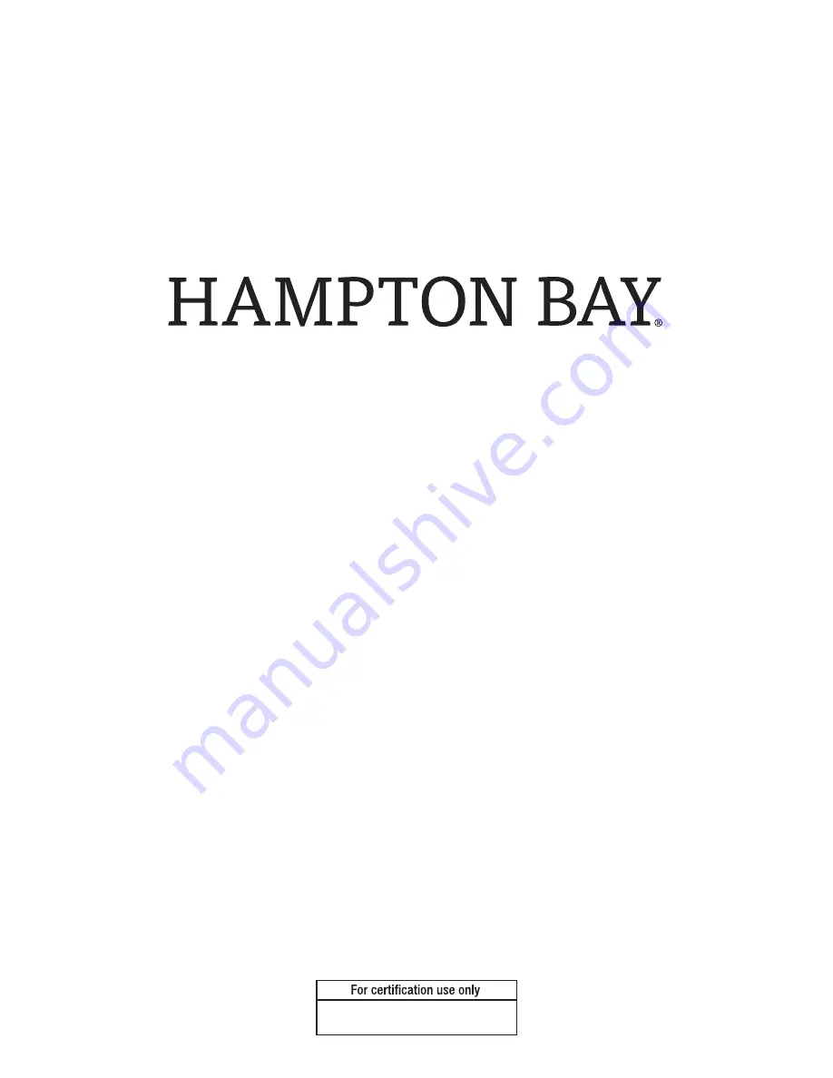 HAMPTON BAY 1002 585 020 Use And Care Manual Download Page 12