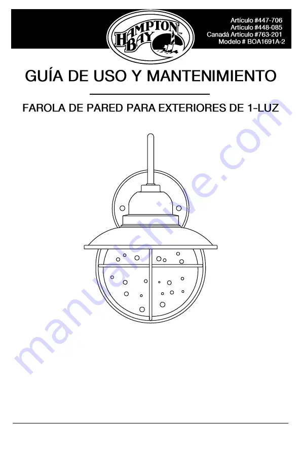 HAMPTON BAY BOA1691A-2/BN Use And Care Manual Download Page 9