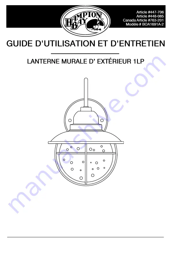 HAMPTON BAY BOA1691A-2/BN Use And Care Manual Download Page 17