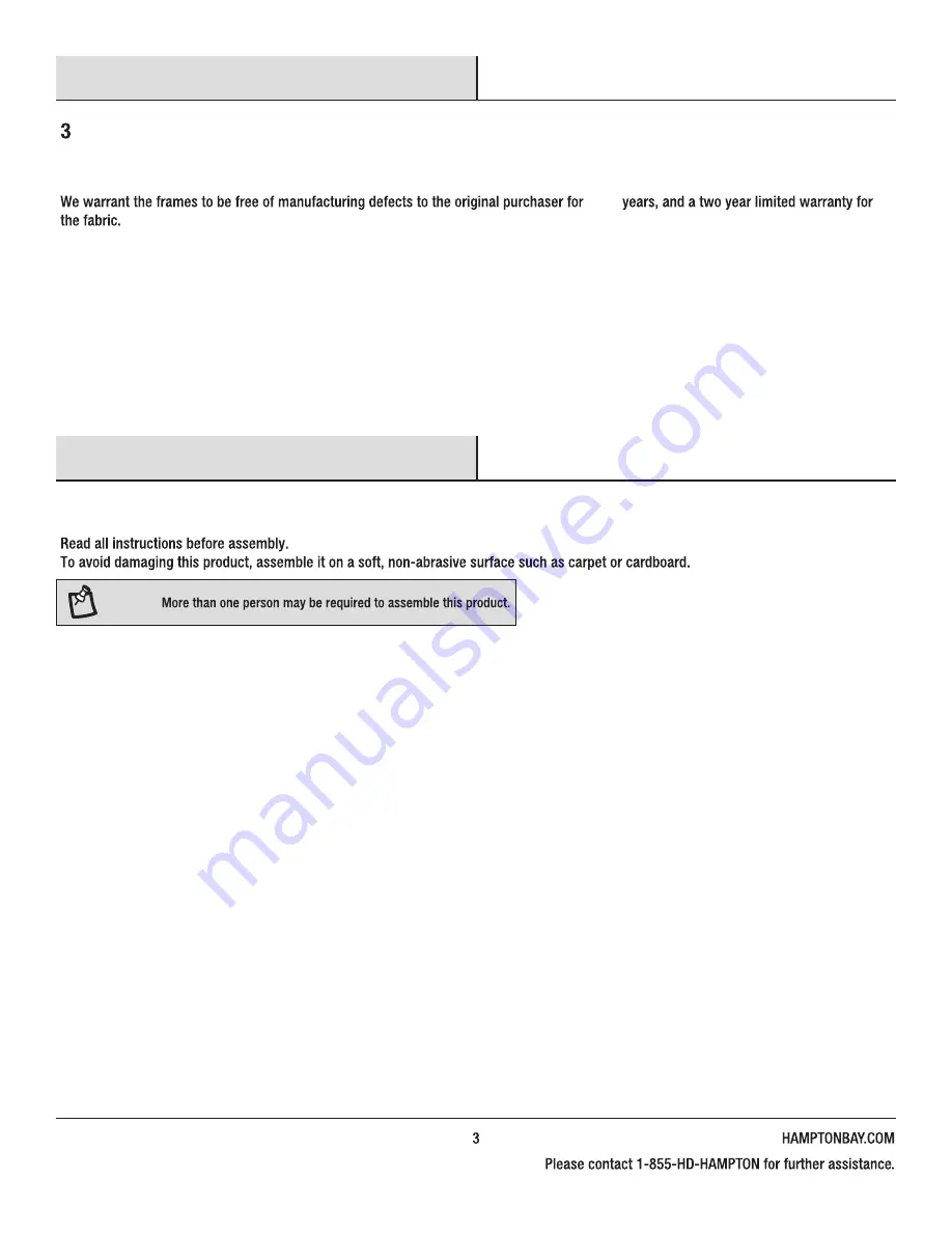 HAMPTON BAY FCS60610R-ST Use And Care Manual Download Page 3