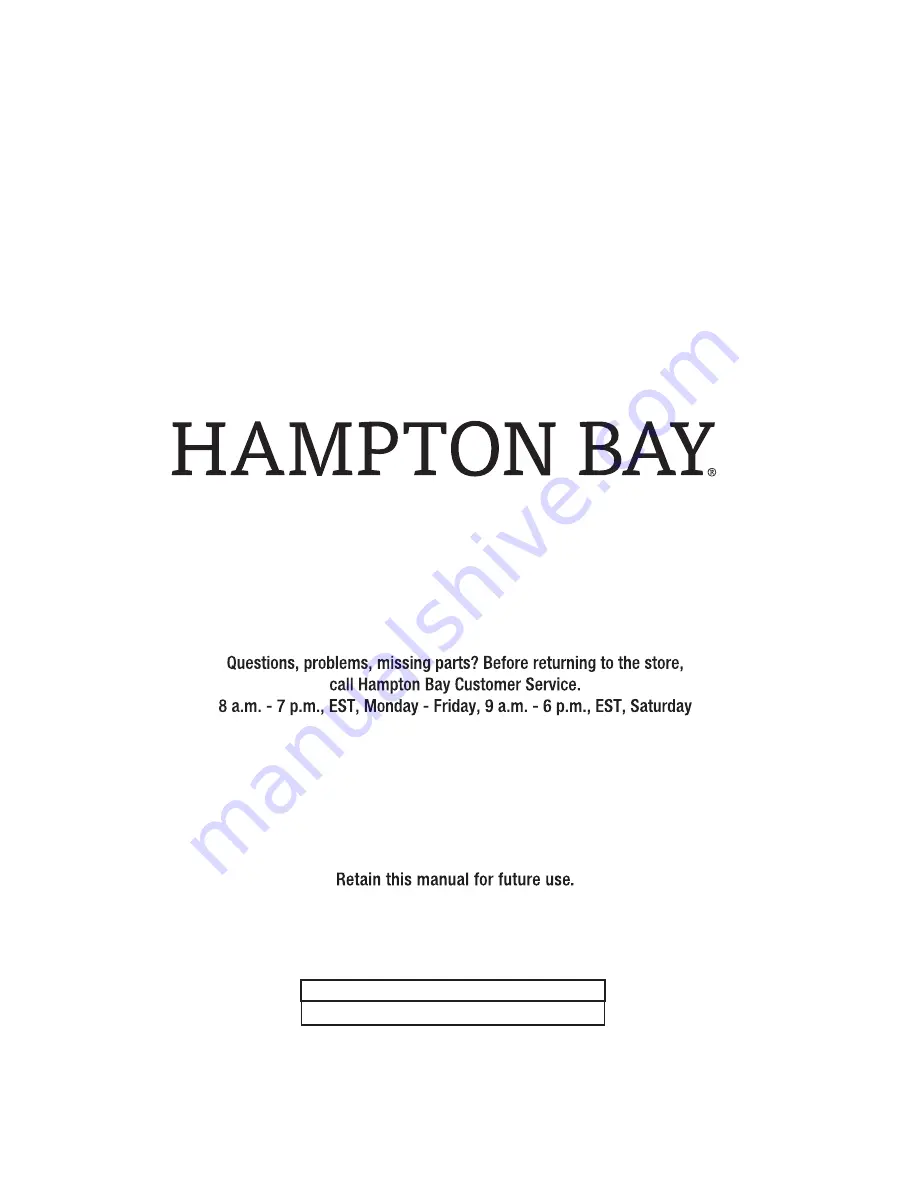 HAMPTON BAY FTS70660A Use And Care Manual Download Page 8