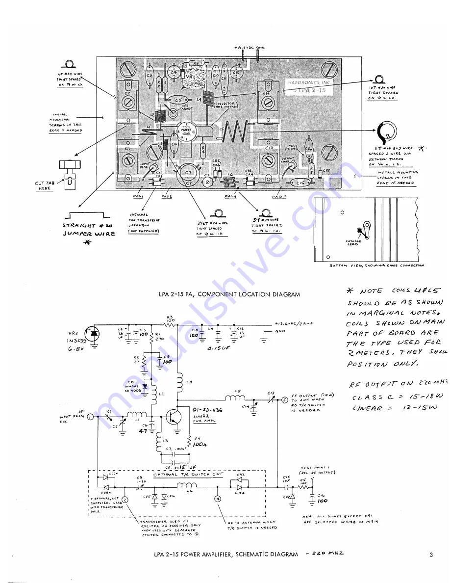 HAMTRONICS LPA 2-15 Construction, Alignment, & Operation Instructions Download Page 5