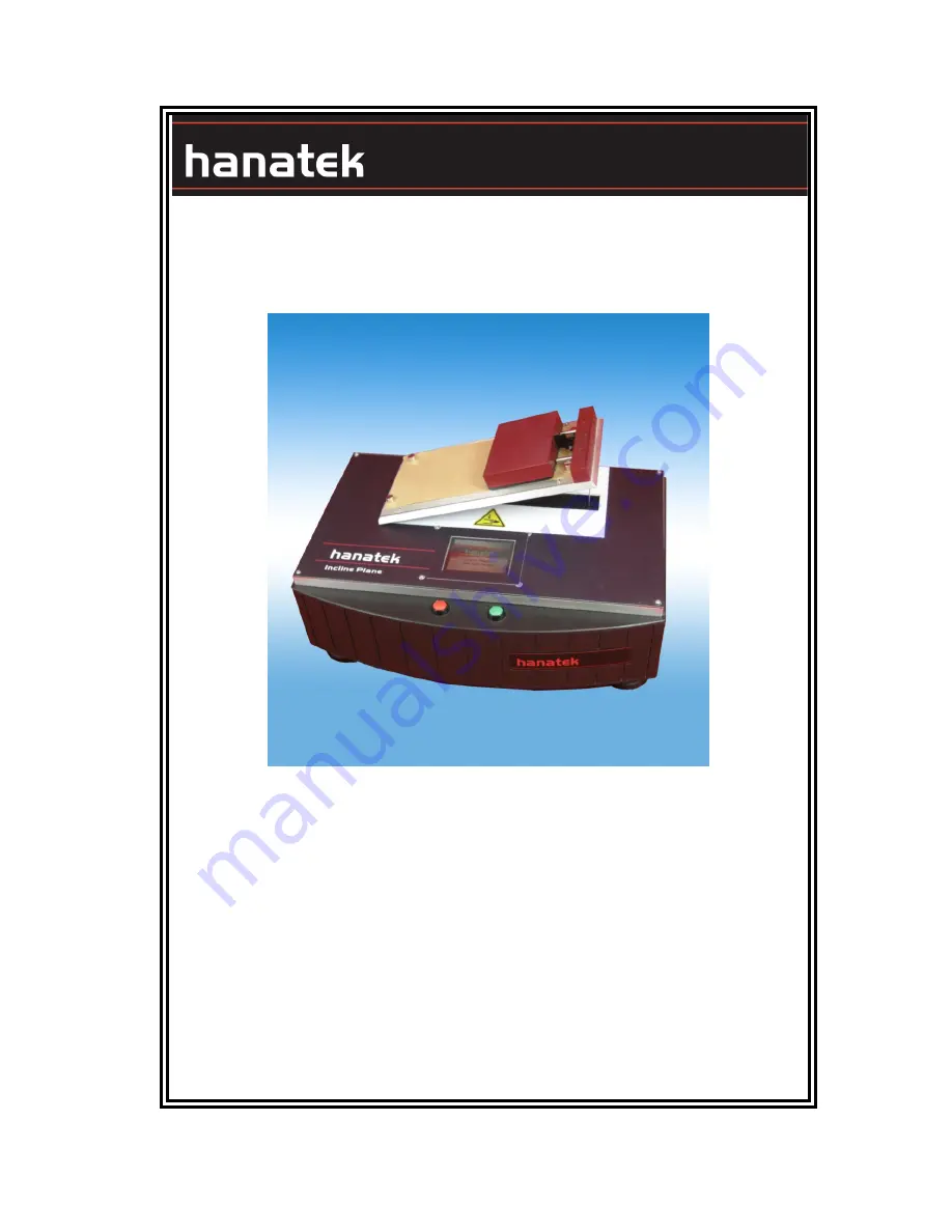 Hanatek Incline Plane Tester Скачать руководство пользователя страница 1