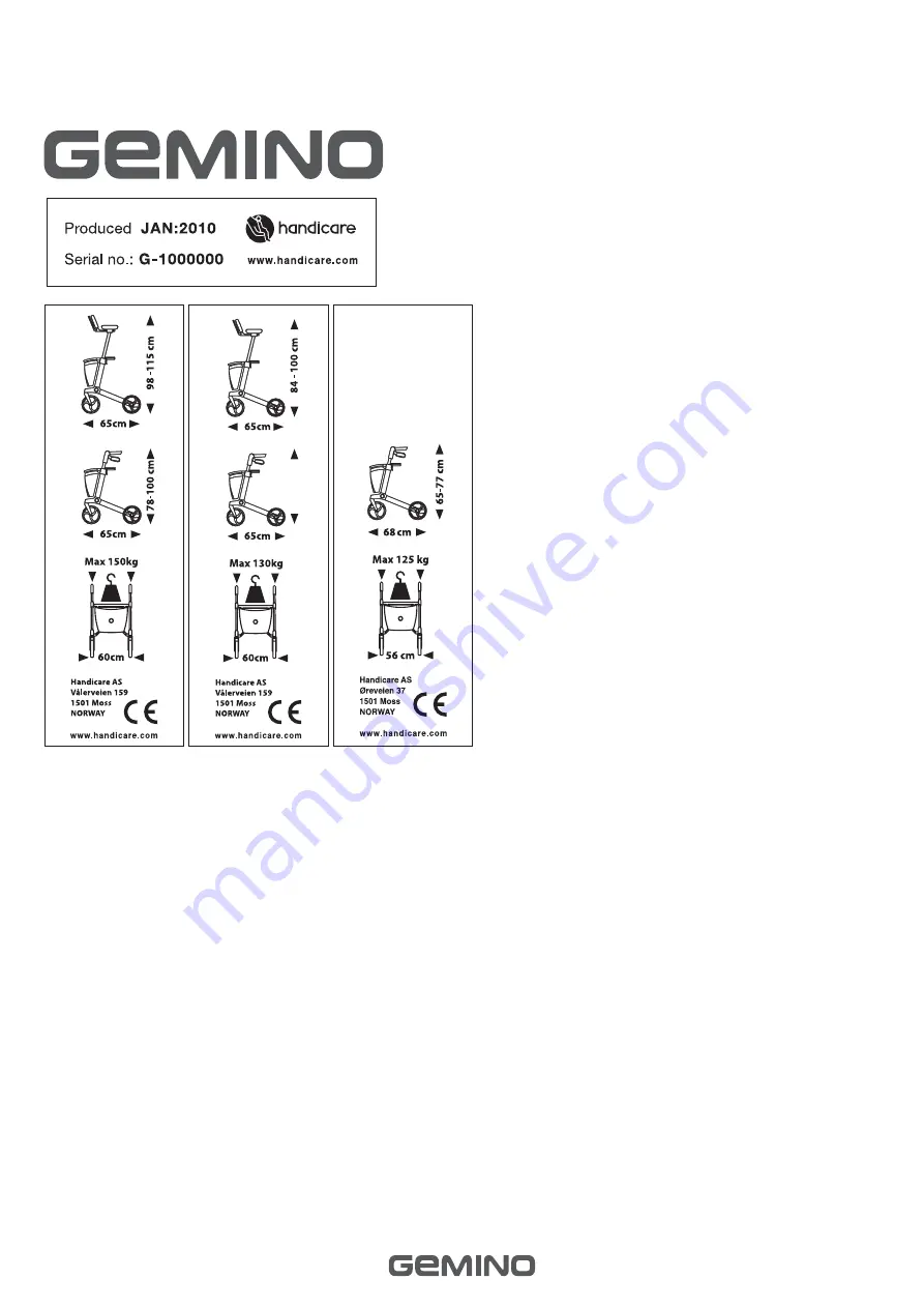 Handicare Gemino 20 M Manual Download Page 54