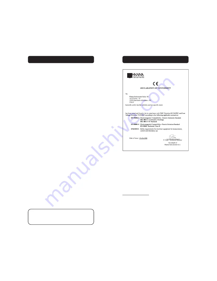 Hanna Instruments HI 93114 Instruction Manual Download Page 18