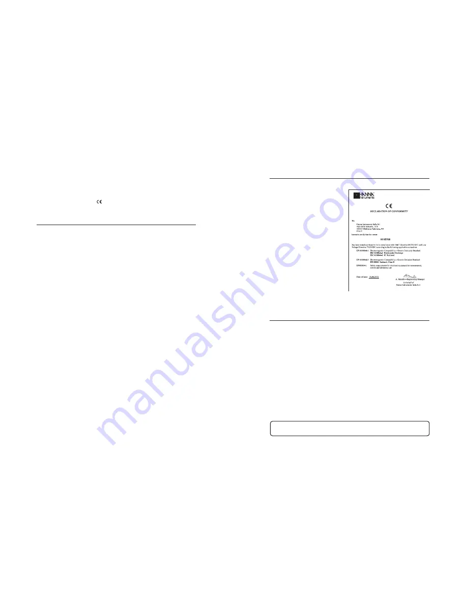 Hanna Instruments HI 95706C Instruction Manual Download Page 2