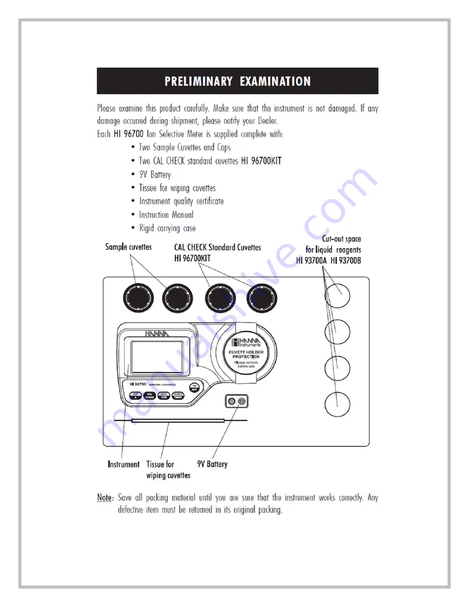 Hanna Instruments HI 96700 Скачать руководство пользователя страница 3