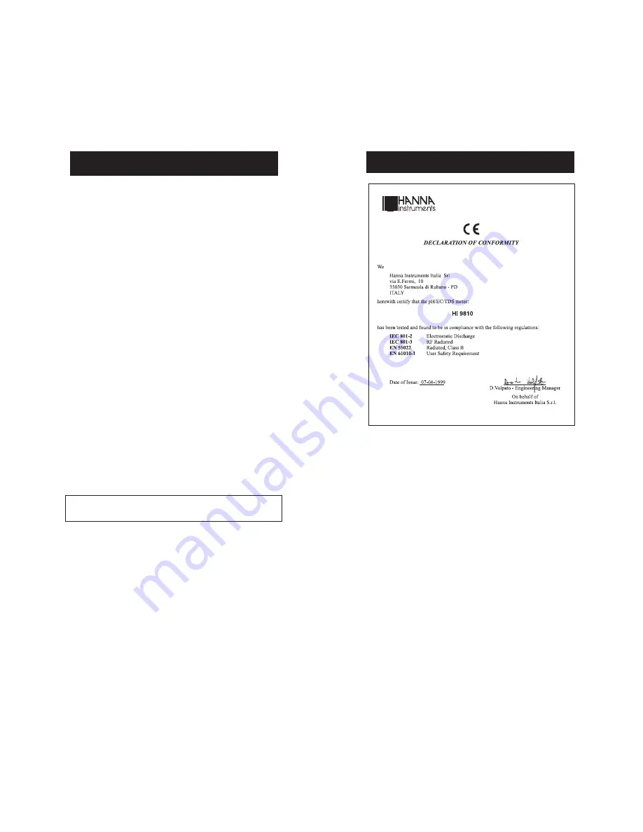 Hanna Instruments HI 9810 Instruction Manual Download Page 10