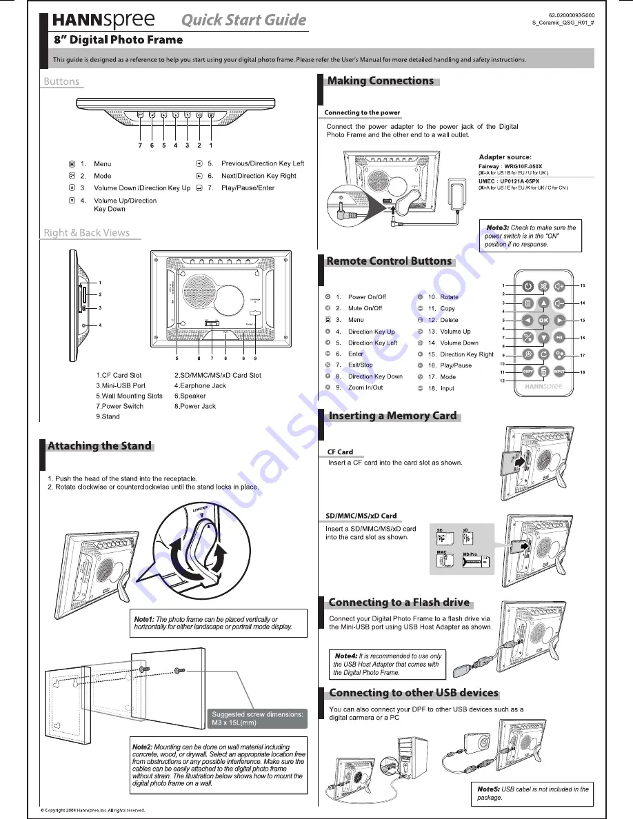 HANNspree SD80M7MB Quick Start Manual Download Page 1