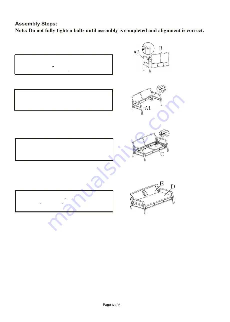 Hanover Loveseat Owner'S Manual Download Page 5