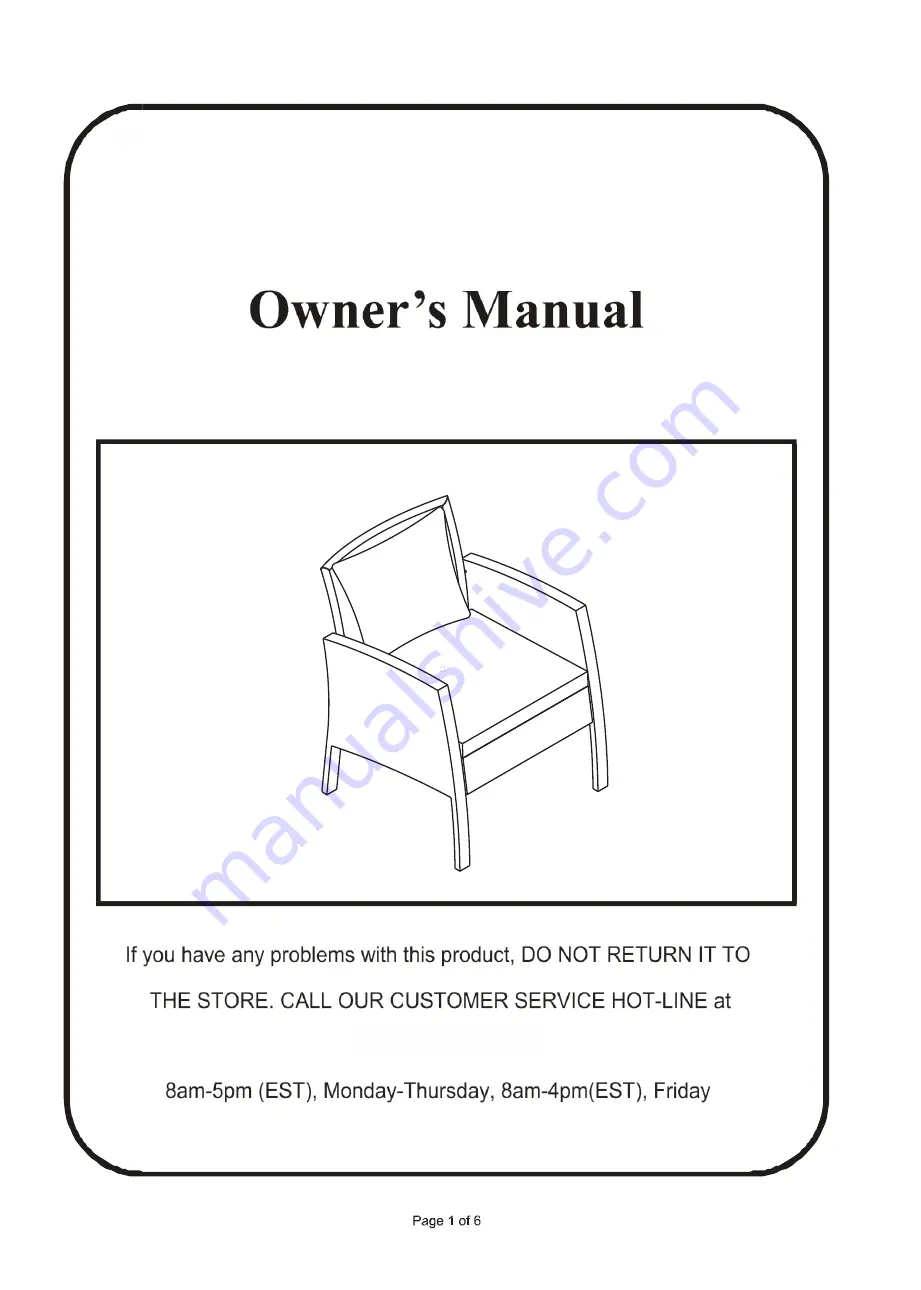 Hanover Loveseat Owner'S Manual Download Page 6