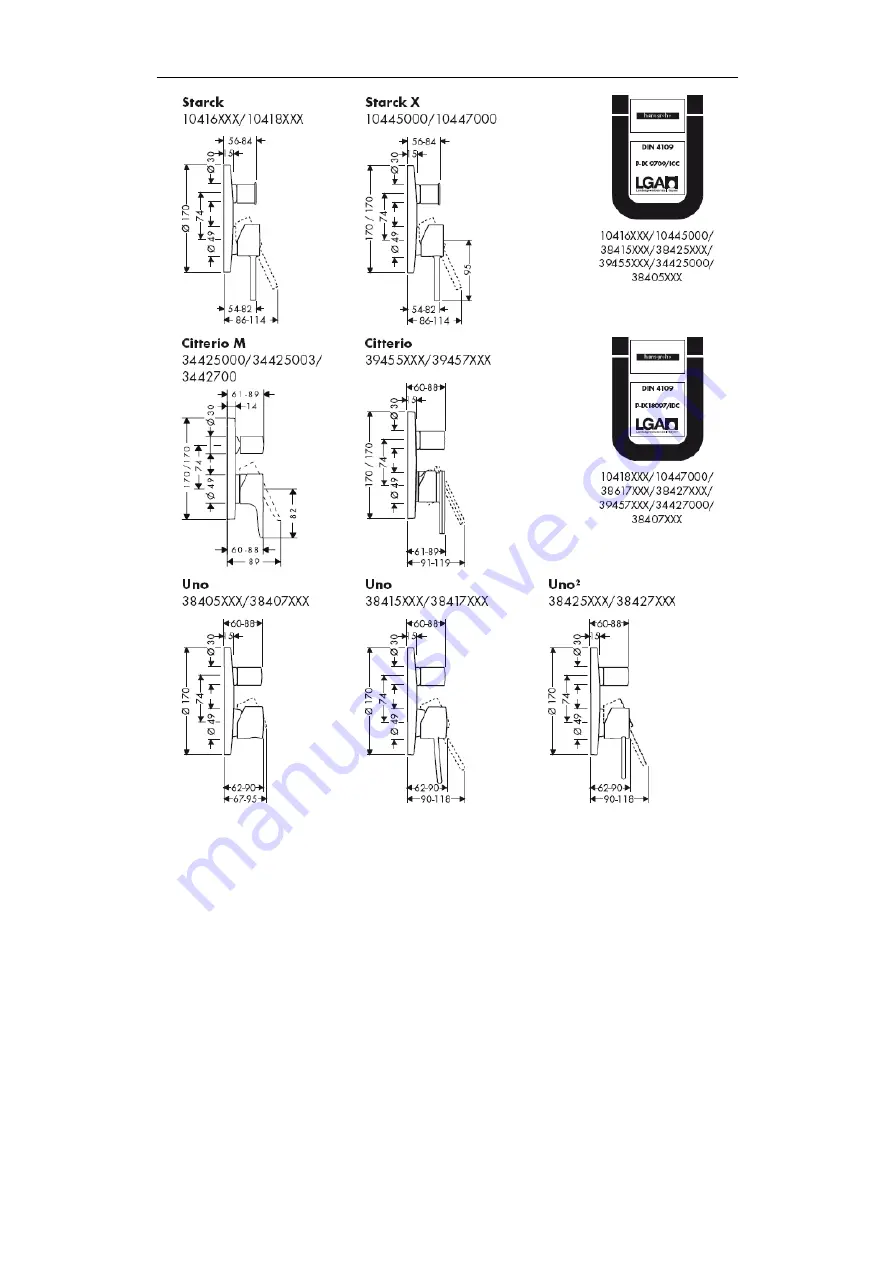 Hans Grohe AXOR Citterio 39455 Series Assembly Instructions Manual Download Page 3