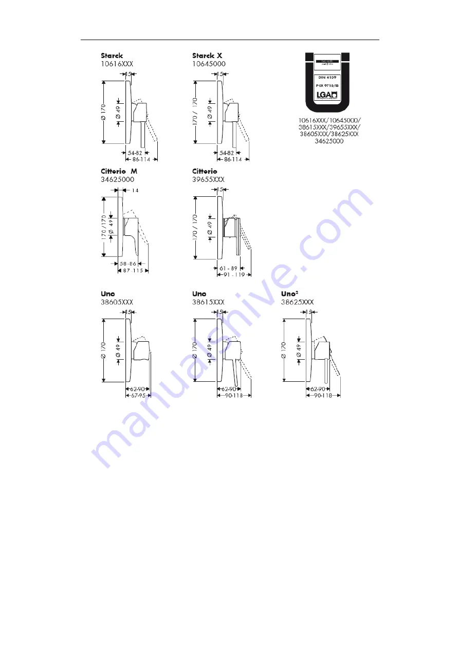 Hans Grohe Axor Starck 10616 Series Assembly Instructions Manual Download Page 106