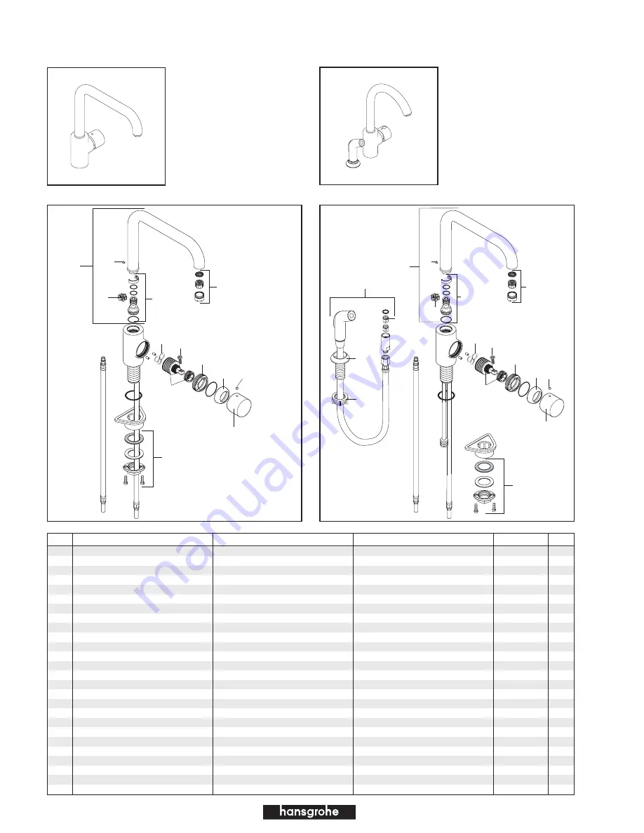 Hans Grohe Axor Uno 14850XX1 Parts List Download Page 1