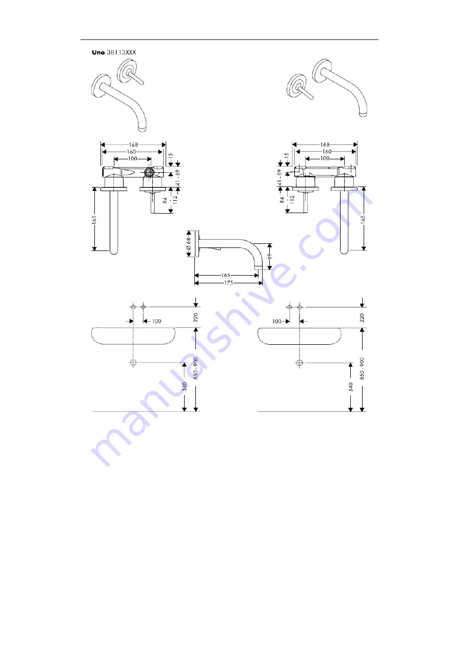 Hans Grohe Axor Uno 38111180 Assembly Instructions Manual Download Page 9