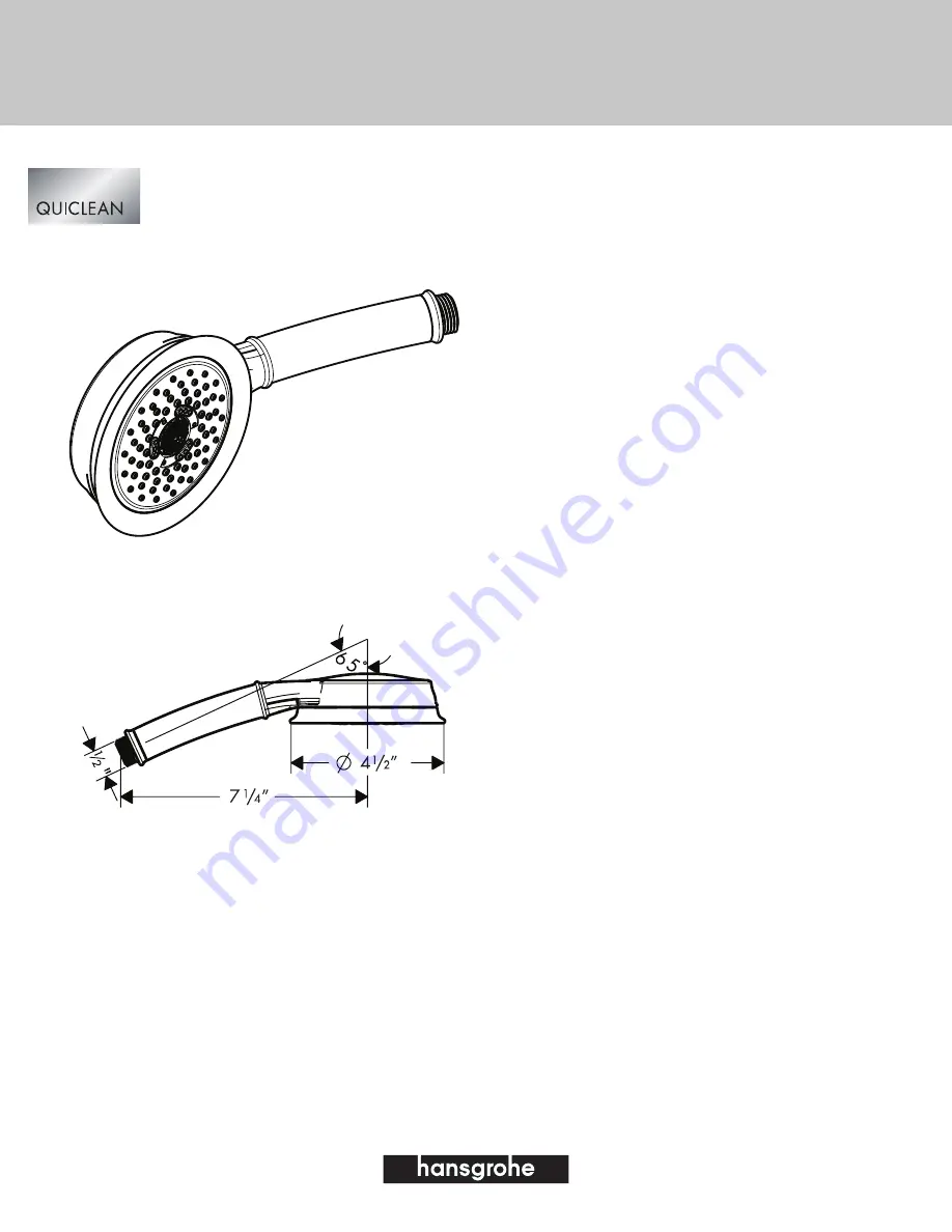 Hans Grohe Croma C 75 2-Jet Handshower 06127XX0 Specification Sheet Download Page 1