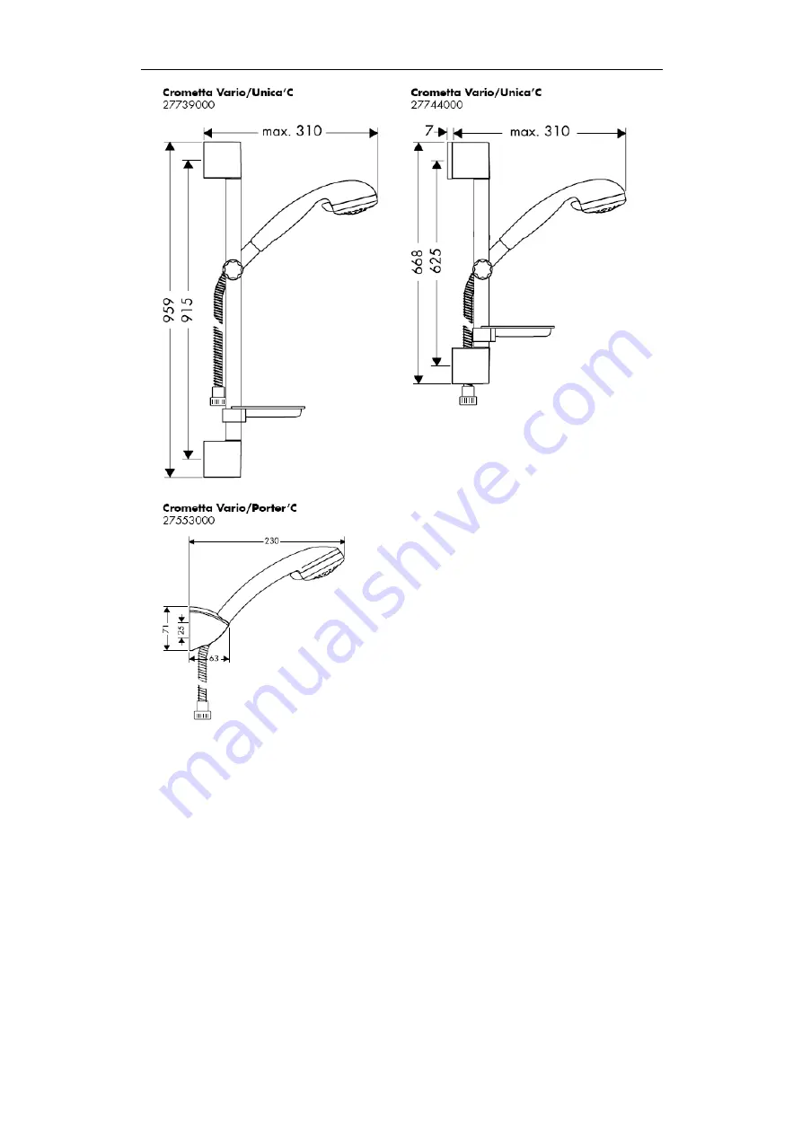 Hans Grohe Crometa 3jet/Porter'C 27553000 Скачать руководство пользователя страница 3