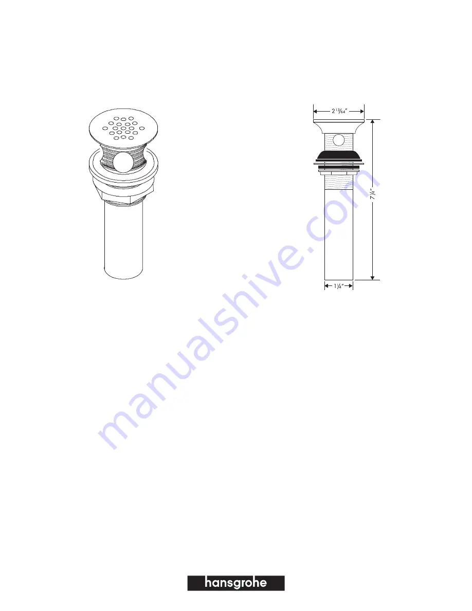 Hans Grohe Grid Drain 06400XX0 Specification Sheet Download Page 1