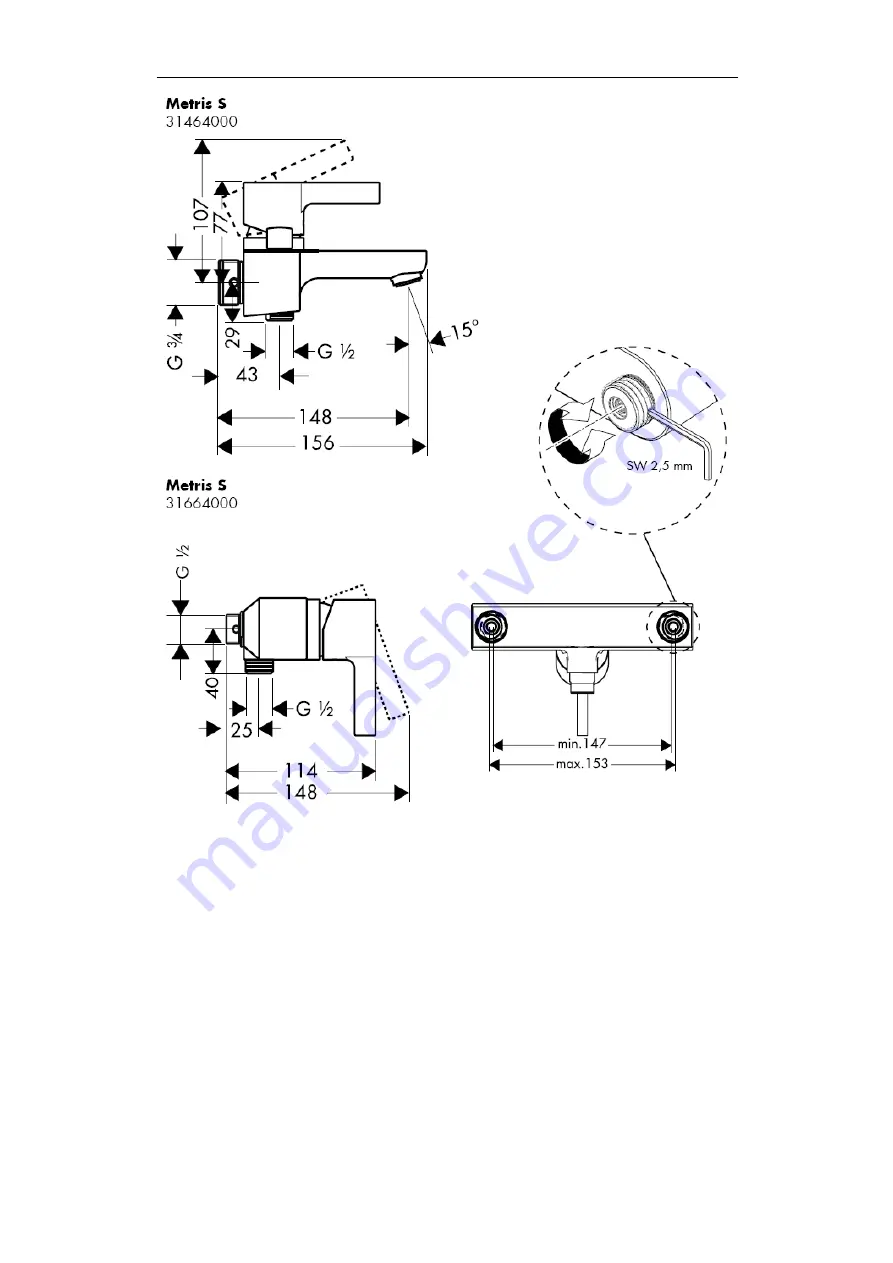 Hans Grohe Metris S 31460000 Скачать руководство пользователя страница 3