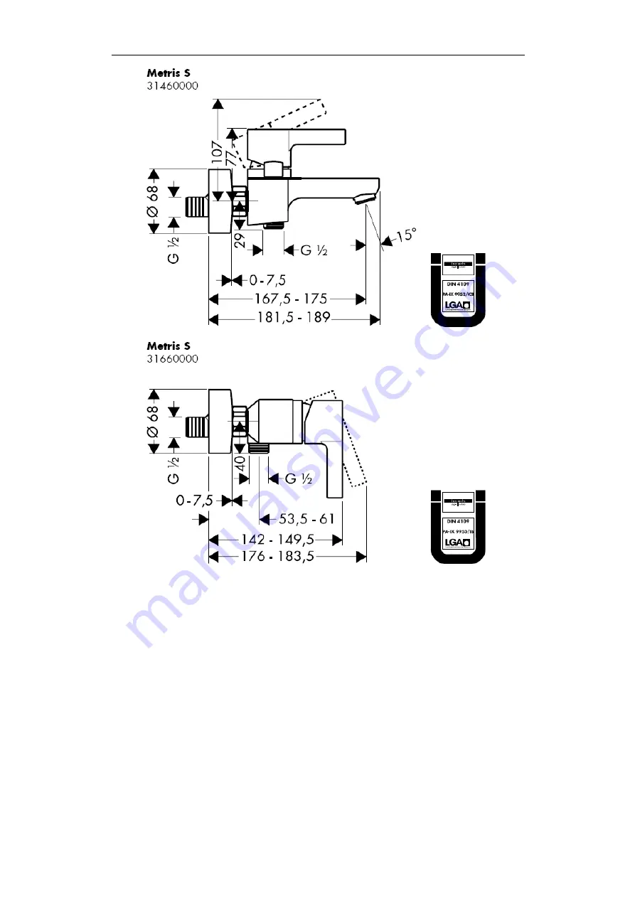 Hans Grohe Metris S 31460000 Assembly Instructions Manual Download Page 18