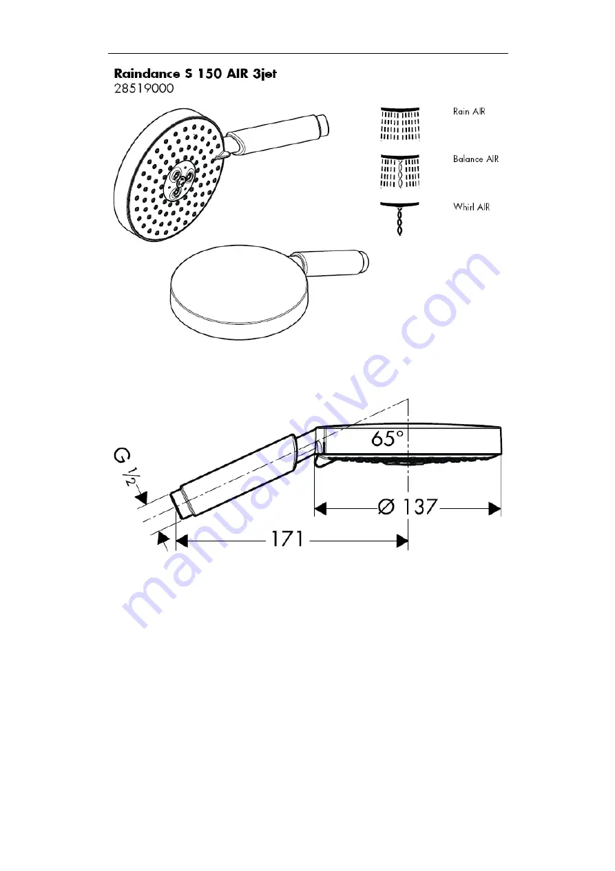 Hans Grohe Raindance E 150 AIR 3jet 28518000 Assembly Instructions Manual Download Page 35