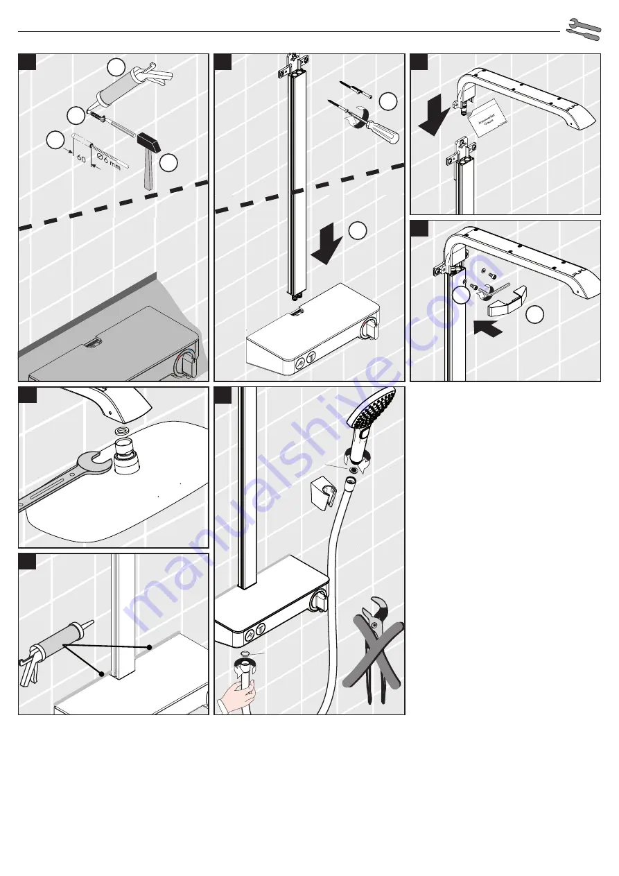 Hans Grohe Raindance Select E 360 Showerpipe EcoSmart 27287407 Скачать руководство пользователя страница 7