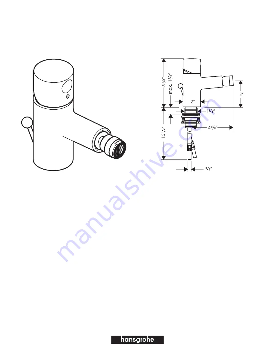 Hans Grohe Uno Bidet Mixer with Zero Handle 38200XX1 Скачать руководство пользователя страница 1