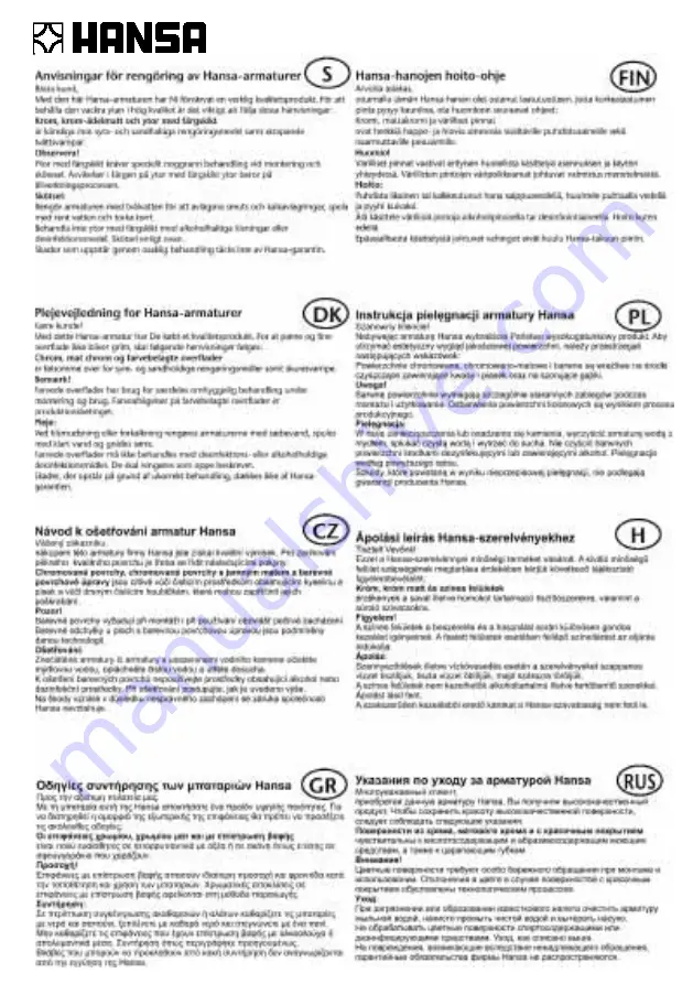 Hansa HANSAMATRIX 4451 9503 Mounting And Operating Instructions Download Page 32